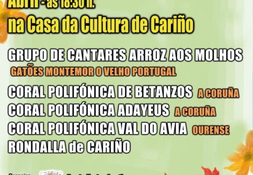 A Casa dá Cultura de Cariño acolle o sábado 27 de abril unha nova edición do Festival de Primavera